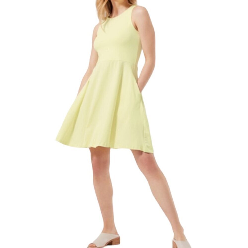 PACT Organic Cotton Fit and Flare Mini Dress Yellow